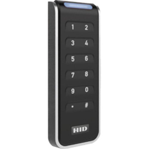 HID 20KNKS-02-000000 HID 20KNKS-02 Signo 20K Mullion Contactless Smartcard Narrow Keypad Reader, 13.56mHz Profile, OSDP/Wiegand, Pigtail, Mobile Ready, Black with Silver Trim