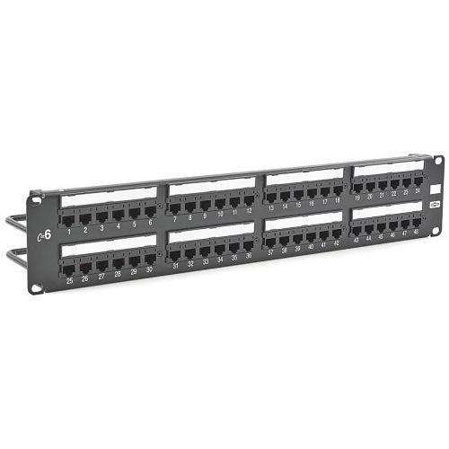 Hubbell HP648E Cat6 Patch Panel, 48 Port, Universal Economy