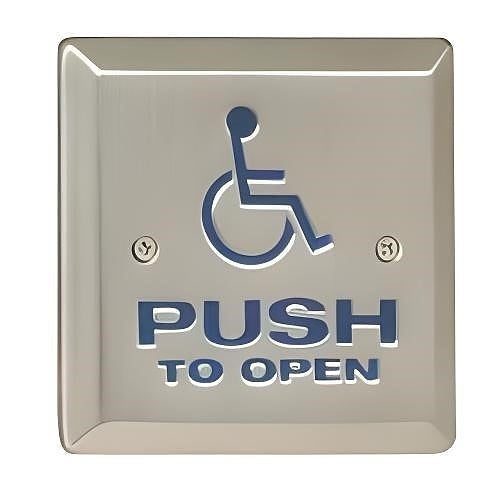 Camden CM-45/3-SB 4-1/2\\" Square Push Plate Switch with Concealed Screws, Black Graphic, Satin Brass