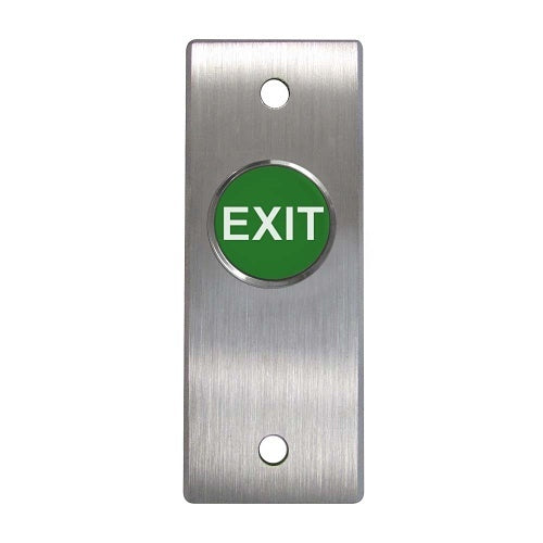 Camden CM-7120GE CM-7000/7100 Series Vandal Resistant Recessed Exit Push Button, Narrow Faceplate, Spring Return, N/O, N/C, Green