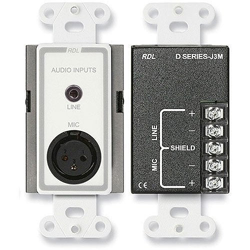 RDL D-J3M Mic/Line Wall-Mounted Input Assembly with XLR and Mini-Jack Line Inputs