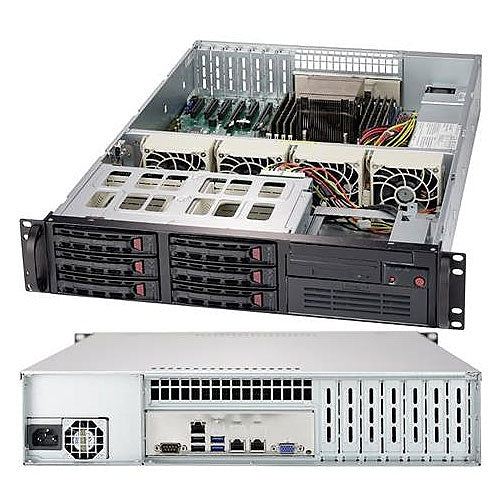 Inaxsys 2U-IPS-RAID5-24T Video Surveillance Systems, 2U Rackmount Server with Integrated Power Supply, RAID 5, 24TB Storage