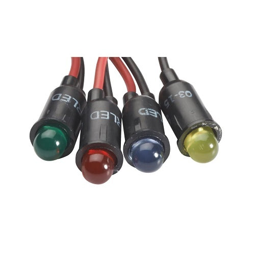 Alarm Controls LDB LED Light with Domed Top and Bezel and 6\\" Leads, 0.5\\" Lens Diameter, 12/24V, Blue