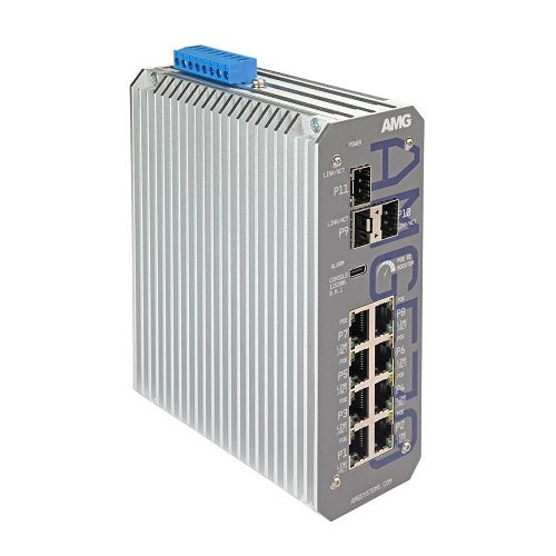 AMG Systems AMG570-8GAT-3S-P240-LV AMG570 Series Industrial 11-Port Managed Switch, 8 x 10/100/1000Base-T(x) RJ45 Ports, 3 x 100/1000/2.5G Base-FX SFP Ports