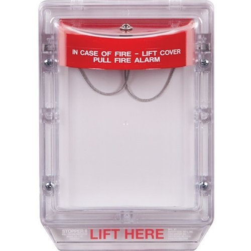 STI 1100 Stopper II with Horn Flush Mount, Fire Label, Red
