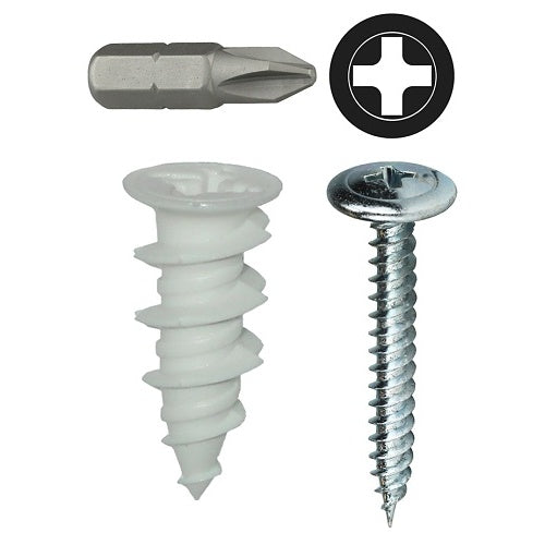 Dottie WDK8NWT Anchor, #8 Nylon Walldriller Anchor Kit with Wafer Head Philips