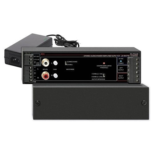 RDL RU-PA40D 40W Stereo Audio Amplifier with VCA, Ohm with Power Supply