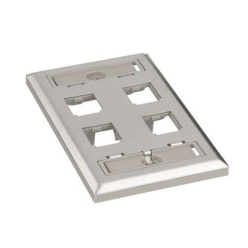 Panduit CFPL4SY Wall Plate, 4 Port Single Gang