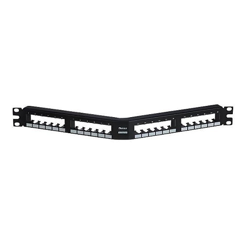 Panduit CPPA24FM6BL Mini-Com 24-Port Angled Unshielded Modular Flush Mount, 1U, Black