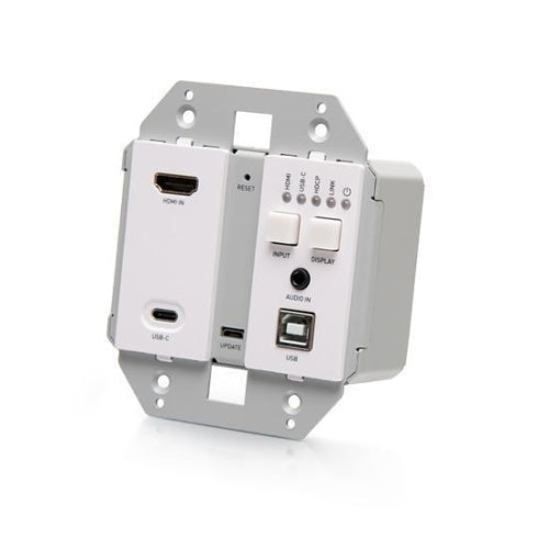 C2G C2G31011 HDMI HDBaseT + USB-C and USB-B to A Over Cat Extender Dual Gang Wall Plate Transmitter to Box Receiver, 4K 60Hz