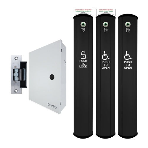 Camden CX-WC17VR-PSBLK CX-WC Series Column Switch Restroom System Kit with Power Supply and Hands-Free Sensor, Black