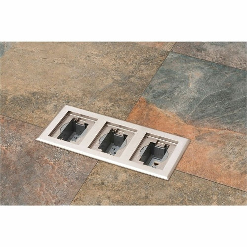 Arlington FLBC8538NL 3-Gang Recessed Cover / Frame with Gasket, Nickel-Plated Zinc