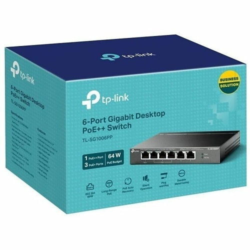 TP-Link TL-SG1006PP 6-Port Gigabit Desktop Switch with 3-Port PoE+