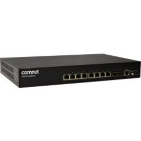ComNet CWGE10FX2TX8MSPOE Commercial Grade 10-Port Gigabit Managed Ethernet Switch with 30W PoE+ Image of C4-CWGE10FXP