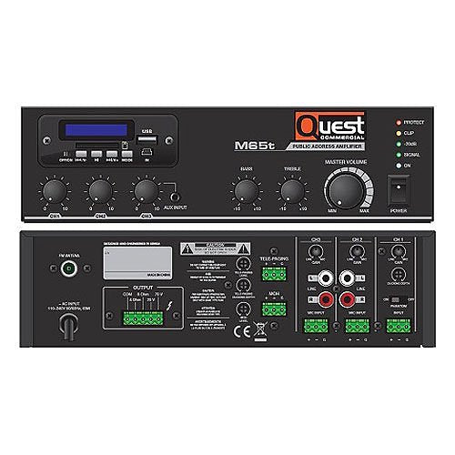 Quest Commercial M35 Small Footprint Mixer Amplifier, 35W