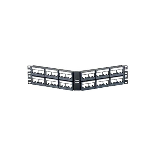 Panduit CPPLA48WBLY Mini-Com 48-Port Angled Patch Panel, 2U, Black
