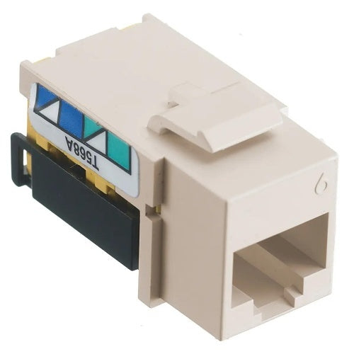 Hubbell NSJ6LA24 CAT6 Keystone Jack 8POS UNI A/B, 24-Pack, Light Almond
