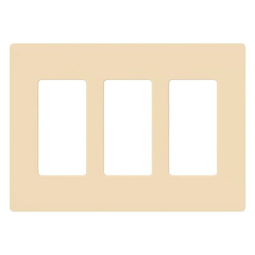 Lutron CW-3-IV Claro 3 Gang Wall Plate for Decorator / Designer Paddle Switches and Dimmers, Gloss Finish, Ivory