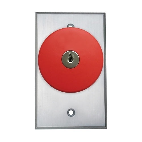 Camden CM-6050 Locking Push Button, Red, Key to Release, N/O and N/C, Maintained