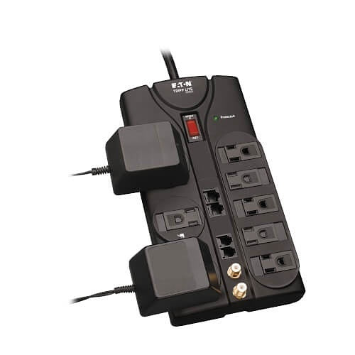 Tripp Lite TLP810NET Protect It! 8-Outlet Surge Protector, 10\' Cord, 3240 Joules, Modem/Coax/Ethernet Protection, RJ45