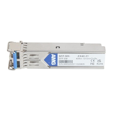 AMG Systems SFP-SM-1G-EX40-31 SFP Singlemode, 1Gb, 2-Fibers, 40Km, LC Connectors, 1310nm Tx/Rx, -40°C to +85°C, DDM