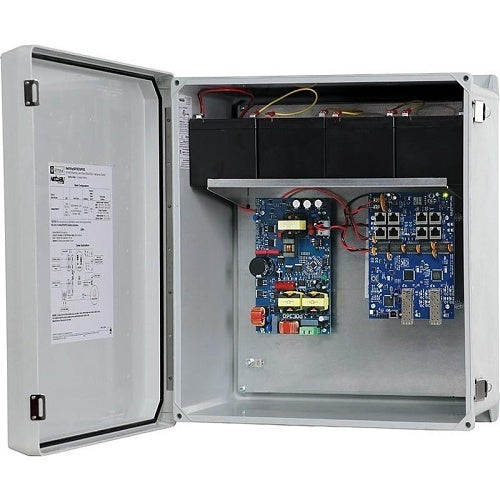 Altronix NETWAYSP8C3W5 8-Port Hardened 360W Ethernet Over Fiber Hardened PoE+ Switch with Rapid Battery Charger