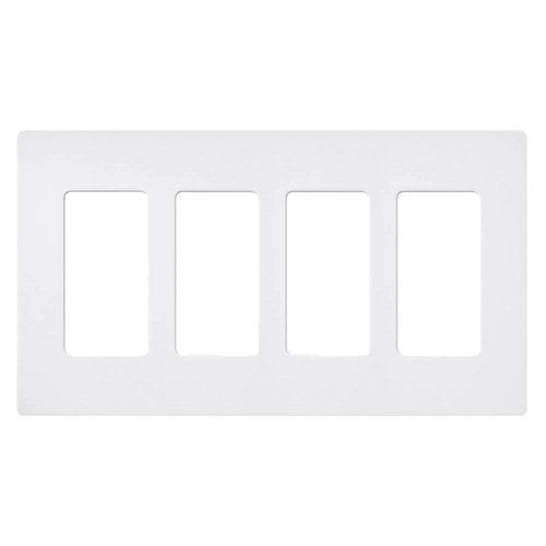 Lutron SC-4-SW Claro 4 Gang Wall Plate for Decorator-Style Dimmers, Switches, and Outlets, Satin Finish, Snow White