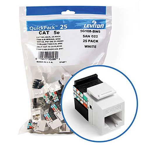 Leviton GigaMax 5e Channel-Rated Keystone Jack Image of LV-5G108BW5