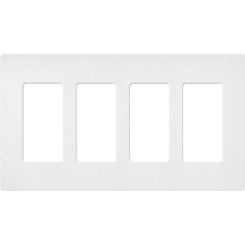 Lutron SC-4-SW Claro Satin Screwless Wall Plate, 4-Gang, Snow