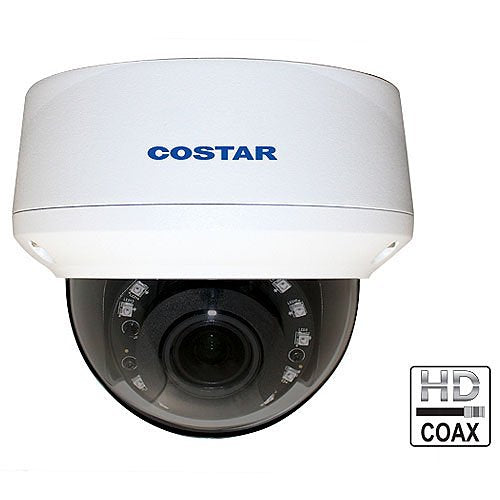 IDIS CDT2S12VI 2MP HDoC Outdoor Dome Camera with Manual Focus, 2.8-12mm Lens, White