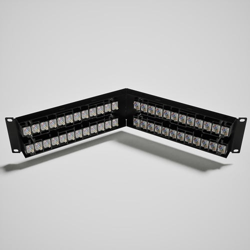 Siemon UP6-A2-48L-RS UltraMAX 48-Port Detached Wire Manager Patch Panel, Preloaded, UTP, CAT6a, Angled, 2U, Copper, Black