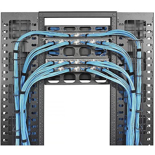 Hubbell HM24C M-Series Cable Management, 2-Unit, 4\\" Extension, with Cover, Black