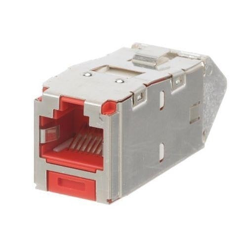 Panduit CJSUD6X88TGRDY Mini-Com CAT6a Shielded RJ45 Up / Down 45° Angled TG Jack Module, Red