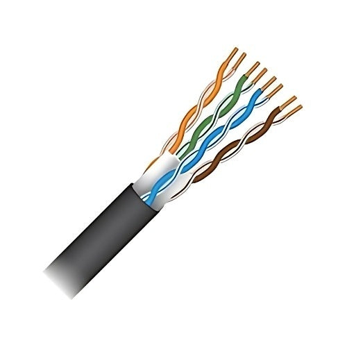 Paige 9P234C64B1 CAT6 23AWG 4-Pair Solid Shielded Plenum Cable, 1000\' Reel, Black
