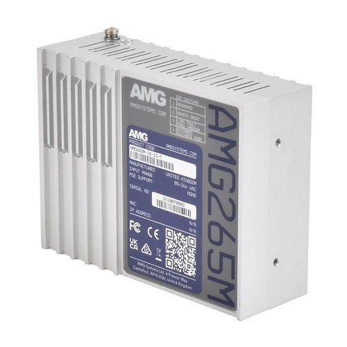 AMG Systems AMG265M-1G-1S-T AMG265M Series Industrial Multirate Mini Media Converter, 1 x 10/100/1000Base-T(x) RJ45 Port, 1 x 100/1000Base-Fx SFP Port, Integrated PSU