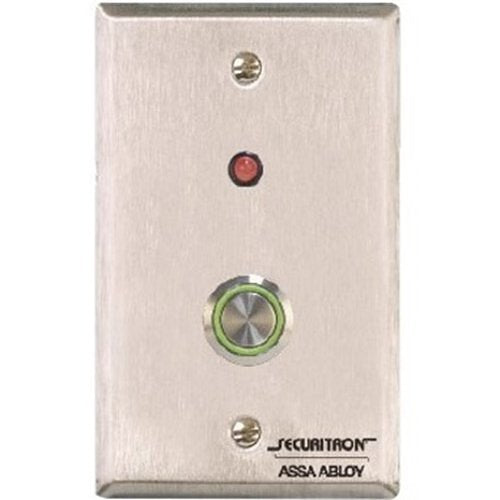 Securitron PB4LAN-2 PB4L Series Push Button with Illuminated Halo, Narrow Style, DPDT, Stainless Steel