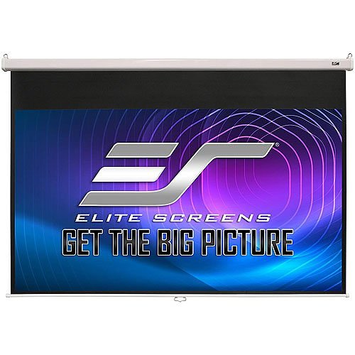 Elite Screens Manual SRM Pro Series MaxWhite 135\\" 16:9 4K Ultra HD Manual Pull-Down Slow Retract Projector Screen, White