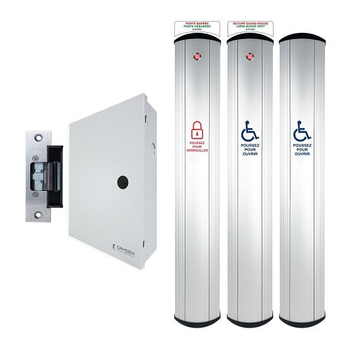 Camden CX-WC17-PSF 6\\" Wide Column Switch with LED Annunciator Restroom System Kit with Power Supply Cabinet with Power Supply, French