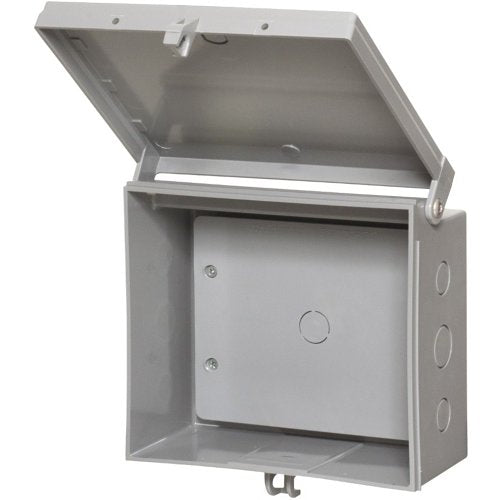 Arlington EB0708BP x x 3.5\\" Heavy-Duty Non-Metallic Enclosure Box with Back Plate, NEMA3R, Gray