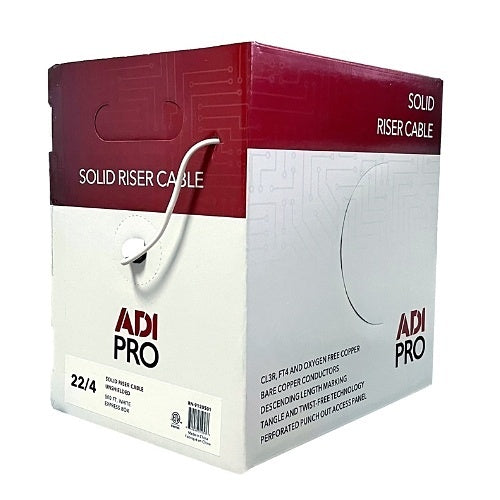 ADI PRO RN-9120501 22/4 Solid Riser Unshielded Cable, CL3R, 500\' Express Box, White