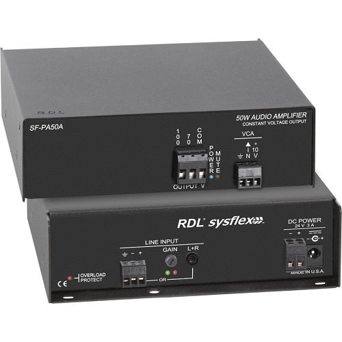 RDL SF-PA50A 50 Mono Audio Amplifier, Analog Input to 70V or 100V