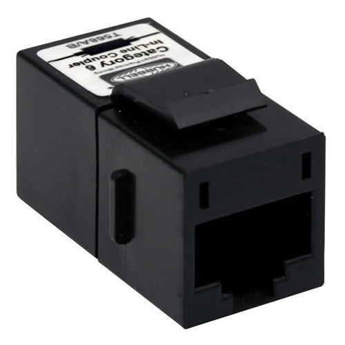 Hubbell SFC6BK Snap-Fit Inline Coupler Slim CAT6, Black