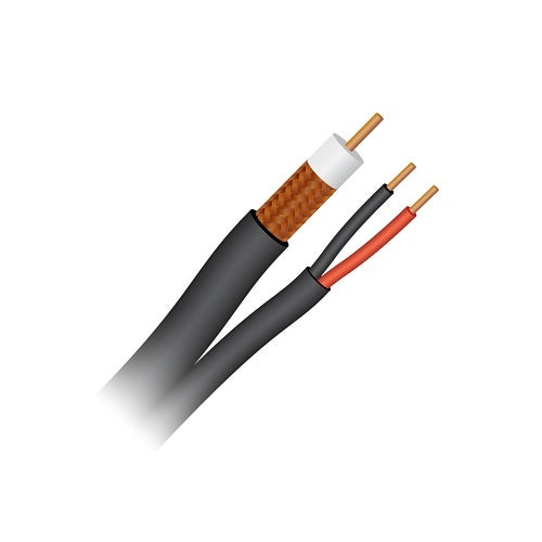 Paige 7D5918B4R1 RG59U 20AWG + 18/2c Stranded, Direct Burial, Black Jacket, 1000\' Reel