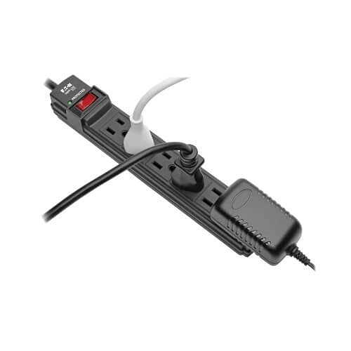 Tripp Lite TLP6B Protect It! 6-Outlet Surge Protector, 6\' Cord, 360 Joules, Diagnostic LED, Black Housing