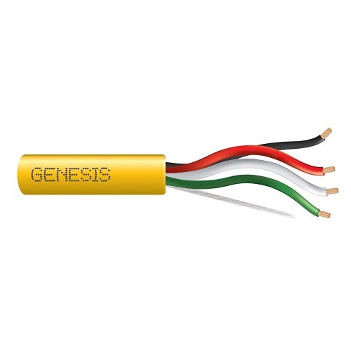 Genesis 52515502 16/4 Stranded Unshielded Speaker Cable, Riser, CMR, FT4, 500\' (152.4 m) Pull Box, Yellow