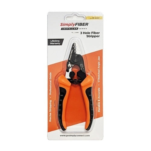 SimplyFIBER SF-S043 SimplyFIBER 3-Hole Fiber Stripper with Two Tone Handle, 6\\"