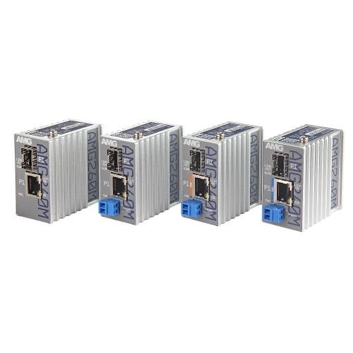 AMG Systems AMG260M-1GAT-1S-P30 AMG260M Series Industrial PoE Mini Media Converter, 1 x 10/100/1000Base-T(x) RJ45 Port, 1 x 100/1000Base-FX SFP Port