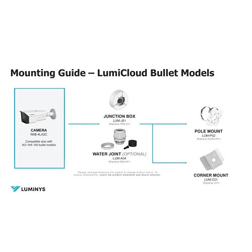 Luminys N5B-4LA2C 4MP LumiCloud LumiLuxSmart Bullet IP Camera, 2.8mm Lens, 256GB Onboard Storage