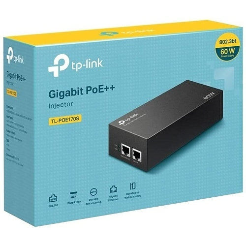 TP-Link POE170S Gigabit Ports PoE++ Injector, 60W, Black
