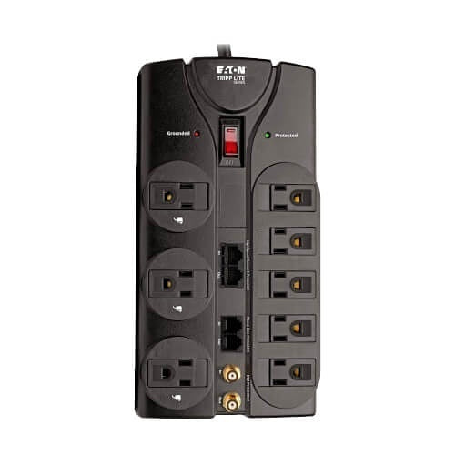 Tripp Lite TLP810NET Protect It! 8-Outlet Surge Protector, 10\' Cord, 3240 Joules, Modem/Coax/Ethernet Protection, RJ45